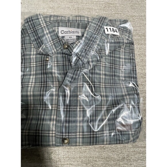 Carhartt Shirt Men’s Large Green Plaid Flannel  Long Sleeve Button Down - Picture 12 of 12